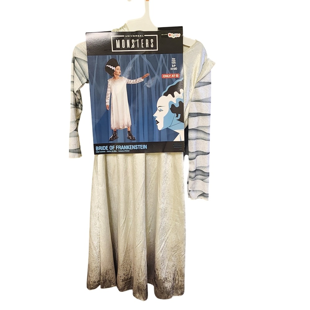 Universal Monsters Bride of Frankenstein Child Costume Disguise Size S 4-6X New